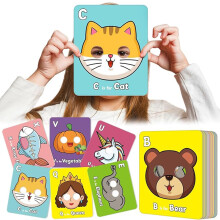 26 PCS Alphabet ABC Flash Cards with Animal Masks, Colorful Alphabet Mask Cards, Interactive Education Games, Learn Letters, English Phrases