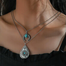 Turquoise 925 Silver Cross Pendant Chain Necklace Wedding Party Jewelry Gift-#7