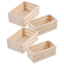WEUVEB Miniature Crates Wooden for Collectors 4Pcs 4.3x2x1.7in