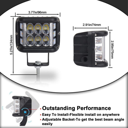 LED Strobe Pods Flood/Spot Combo 36W Amber/White 2