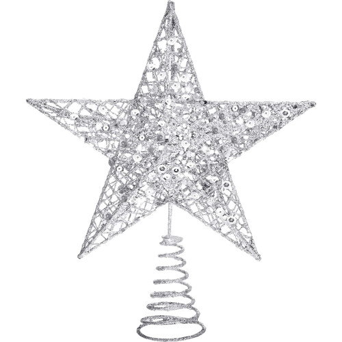 Christmas Tree Topper Star Silver 10 Inches
