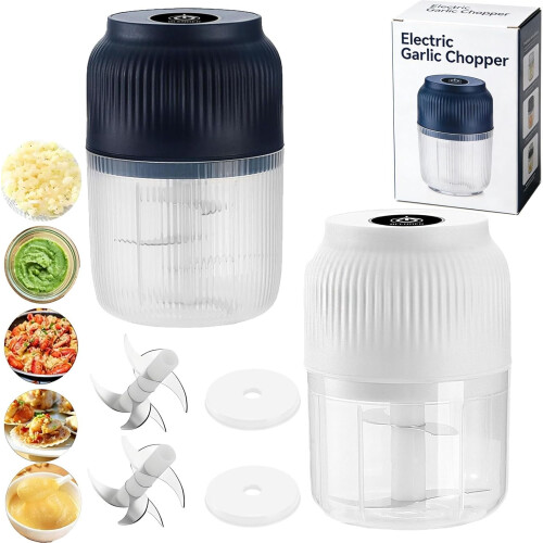 Electric Garlic Chopper USB Rechargeable with 4 Stainless