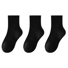 3PC Kids Boys Girls Athletic Crew Socks High Tube Cotton School Uniform Basic Socks Black 6-8 Years