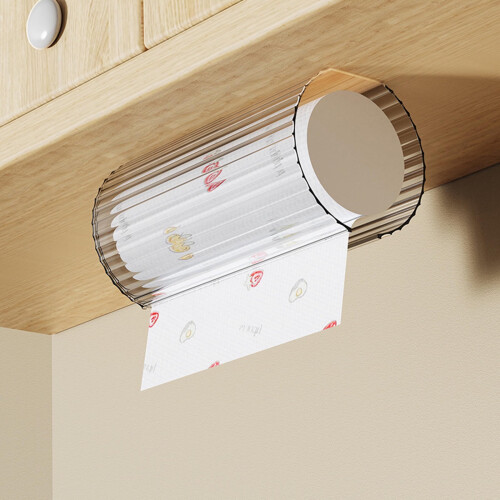 Space Saving Wall Mount Paper Towel Dispenser Holder for Kitchen and Bathroom PET Material -Functional Storage Solution Without Drilling 1