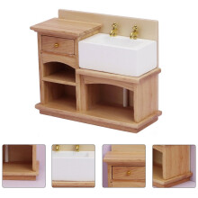 Pretyzoom Mini Sink for Dollhouse Decorative Multi Wood 1Pcs Square Furniture Accessory Indoor Decoration