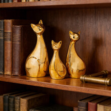 Ceramic Pet Family Statue Figurine Set 3 Pieces