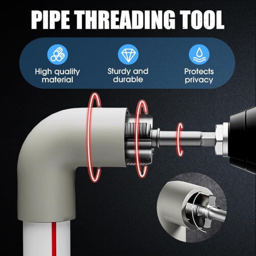 Integrated Pipe Thread Cutting Tool for Internal/External Threads, 1/2" PVC Pipe Threader Kit Compatible with Electric Drill 1