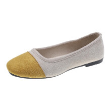 Scarpe gialle da donna, casual, alla moda, primavera/autunno, piatte, con punta arrotondata, color block, scollo basso, morbide, facili da indossare,