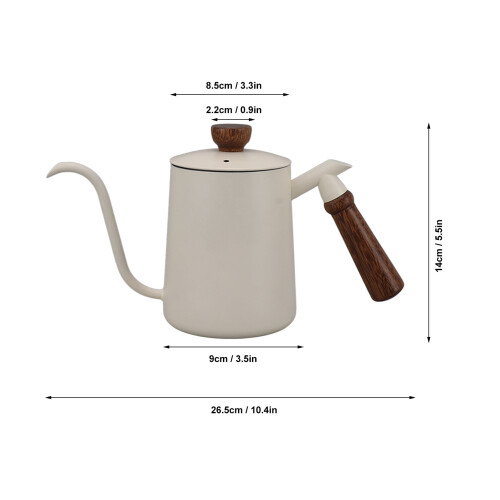 600 ml Kaffeekessel mit Gänsehals 14  26,5 cm Weiß 1