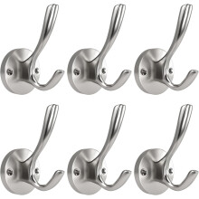 ZUONAI Krokar i borstad nickel, 2-pack, väggmonterade badrocks- och handdukskrokar för badrum, kompatibla med standardväggar