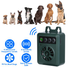 Ultrasonic Anti-Barking Device, 49.2ft Range, 4 Frequency & Sensitivity Levels, IP45 Waterproof, Indoor/Outdoor, Safe for Dogs & People, Compatible