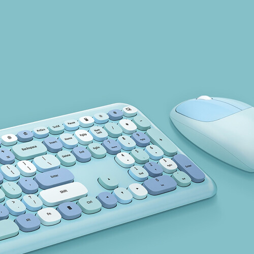 Tech Wireless Keyboard and Mouse Combo, Wireless Keyboard, 2.4GHz Retro Full 1