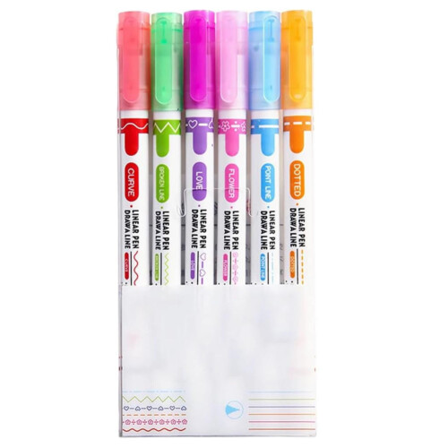 No-Bleed Highlighter Set for Notes & Planners – Dual-Tip, Various Shapes, 5ml, White – Compatible with Diary, Office