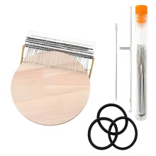 PatchMaker 2.0 Loom Knitting Kit for Beginners – Mini Portable Darning Loom, 28-Hook Patchwork Weaving Tool Set, Compatible with DIY Sewing Repair &
