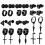 Cross Stud Hinged Hoop Earrings Set 12 Pairs 1