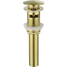 Bathroom Sink Drain Stopper, Push Pop Up Drain with Overflow, Brushed Gold