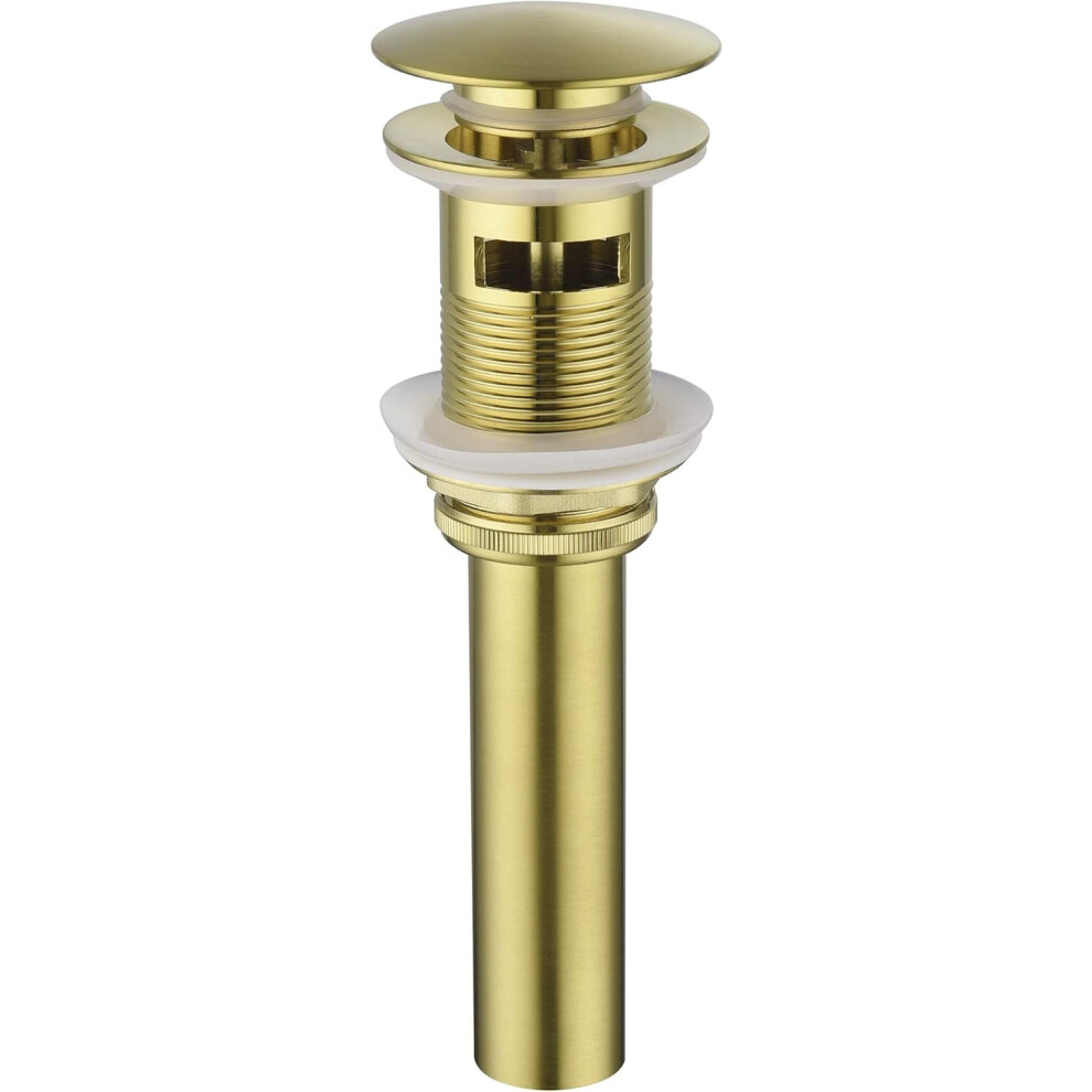 Bathroom Sink Drain Stopper, Push Pop Up Drain With Overflow, Brushed Gold 9193271218500