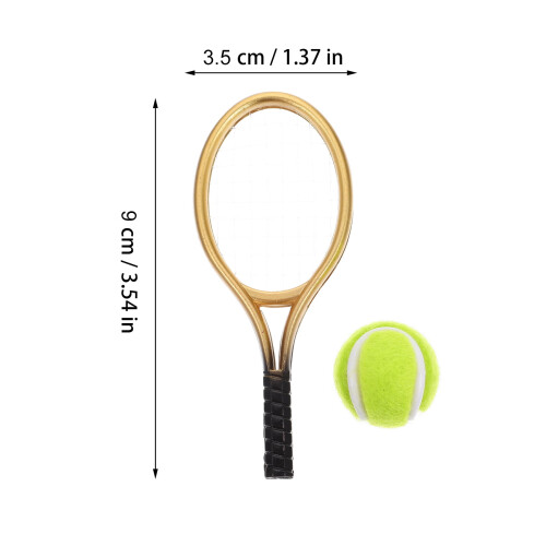 Golden Plastic Mini Tennis Racket 1 Set 9x3.5cm 1