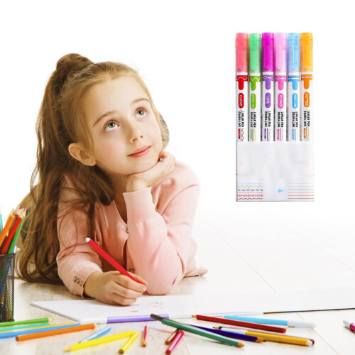 No-Bleed Highlighter Set for Notes & Planners – Dual-Tip, Various Shapes, 5ml, White – Compatible with Diary, Office 1