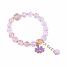 Crystal Stone Bracelet Set – Rhinestone Flower Beaded Handmade Jewelry, Strawberry Design, 2PCS (Compatible with Girls' Bracelet Making)