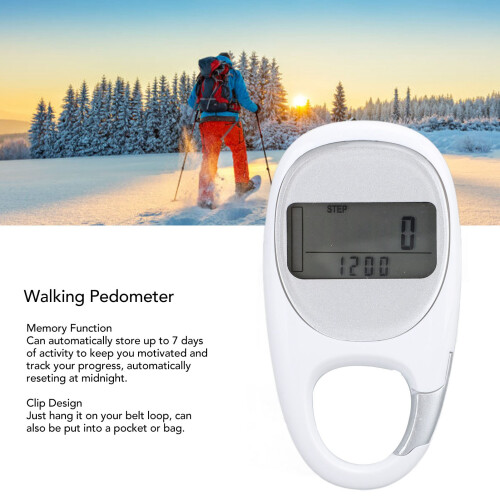 Clip-On Walking Pedometer 210mAh CR2032 ABS White 2