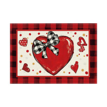 Valentijnsdag placemats met aquarelprint, buffelruitjespatroon en hartjes, 30 x 45 cm, passend bij de keuken- en eetkamerinrichting.