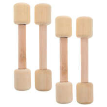 Ensemble de 4 haltères en bois pour tout-petits, idéal pour l'entraînement et les jeux d'imitation.