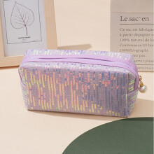 Trousse de maquillage à paillettes grande capacité avec fermeture éclair nacrée, inodore et multi-usages – Compatible avec tous les produits de