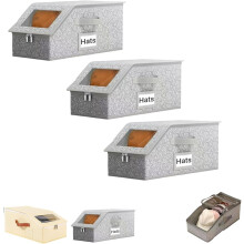 Stackable Baseball Cap Storage Boxes, Clear Lid & Dual Access, Space-Saving, Breathable & Dustproof – Holds 12–24 Hats (3PCS), Compatible with