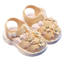 Summer Play Sandals For Young Girls And Kids Outdoor Breathable Casual Walking Footwear With Flexible Sole Design Beige 3-3.5 Years