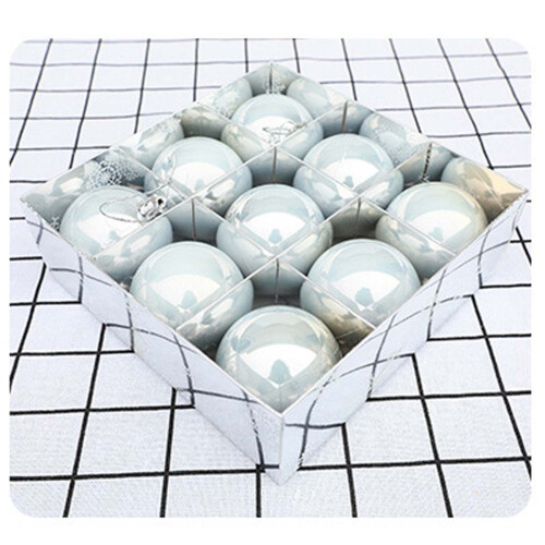 Plastic Pearl Christmas Ornaments 6 pcs Silver Decorations 1
