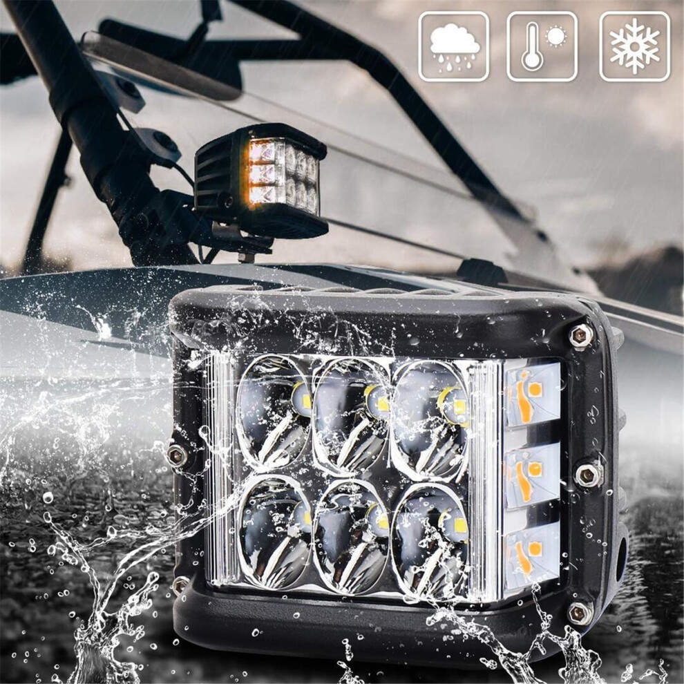 Super Bright 36W Led Strobe Pods, Flood/Spot Combo, Compatible With Off-Road Trucks, Atvs, Towing & Plow Vehicles Amber/White 9130661104173