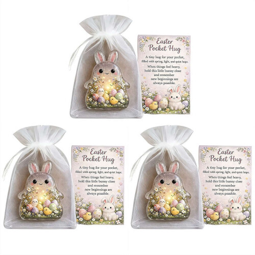 Easter Pocket Hug Acrylic Bunny + Card 3 pcs