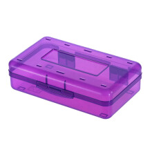 Large-Capacity Transparent Organizer Box, Stackable Pencil Case for Stationery & Supplies, Purple – Compatible with Standard Desk Organizers