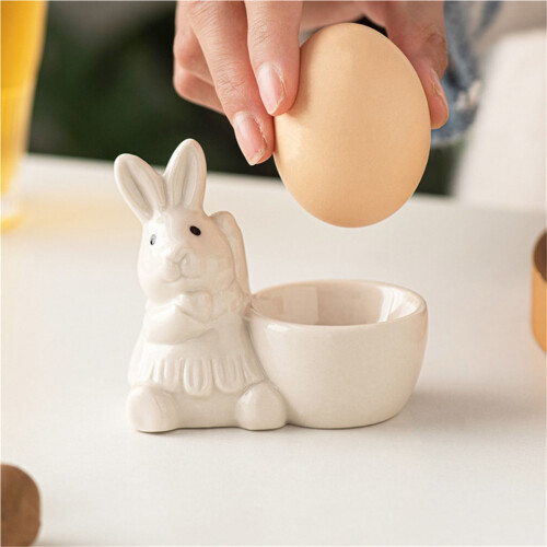 2PC Creative Ceramic Bunny Egg Cup Holder for Soft Boiled Egg 2
