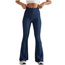 Women's High-Waisted Flared Leggings Dark Blue 3XL