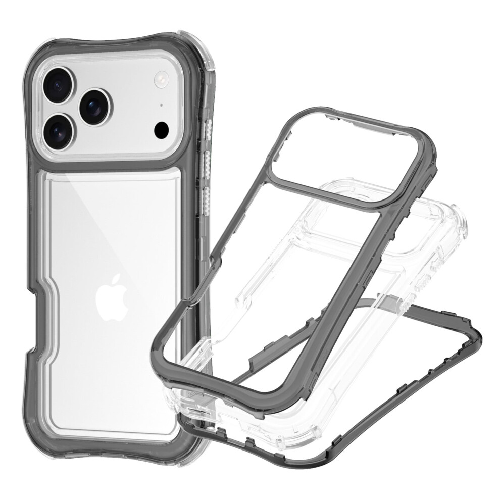 For Compatible With Iphone 17 Pro Max Case,Heavy Duty Crystal Clear Case,Shockproof Rugged Dual-Layer Protective Cover With Wrist Strap, Black 9170372308071
