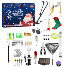 24-Day Fishing Advent Calendar 2025 with Baits, Hooks, Rod Holder & Fish Lip Gripper | Compatible with 2025