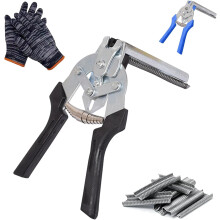 Pliers, Type M Nail Ring Pliers, Multi-function Cage Clamp Hog Ring Plier Kit with 1 box M Clips for Bird Chicken Mesh Cage Wire Fencing