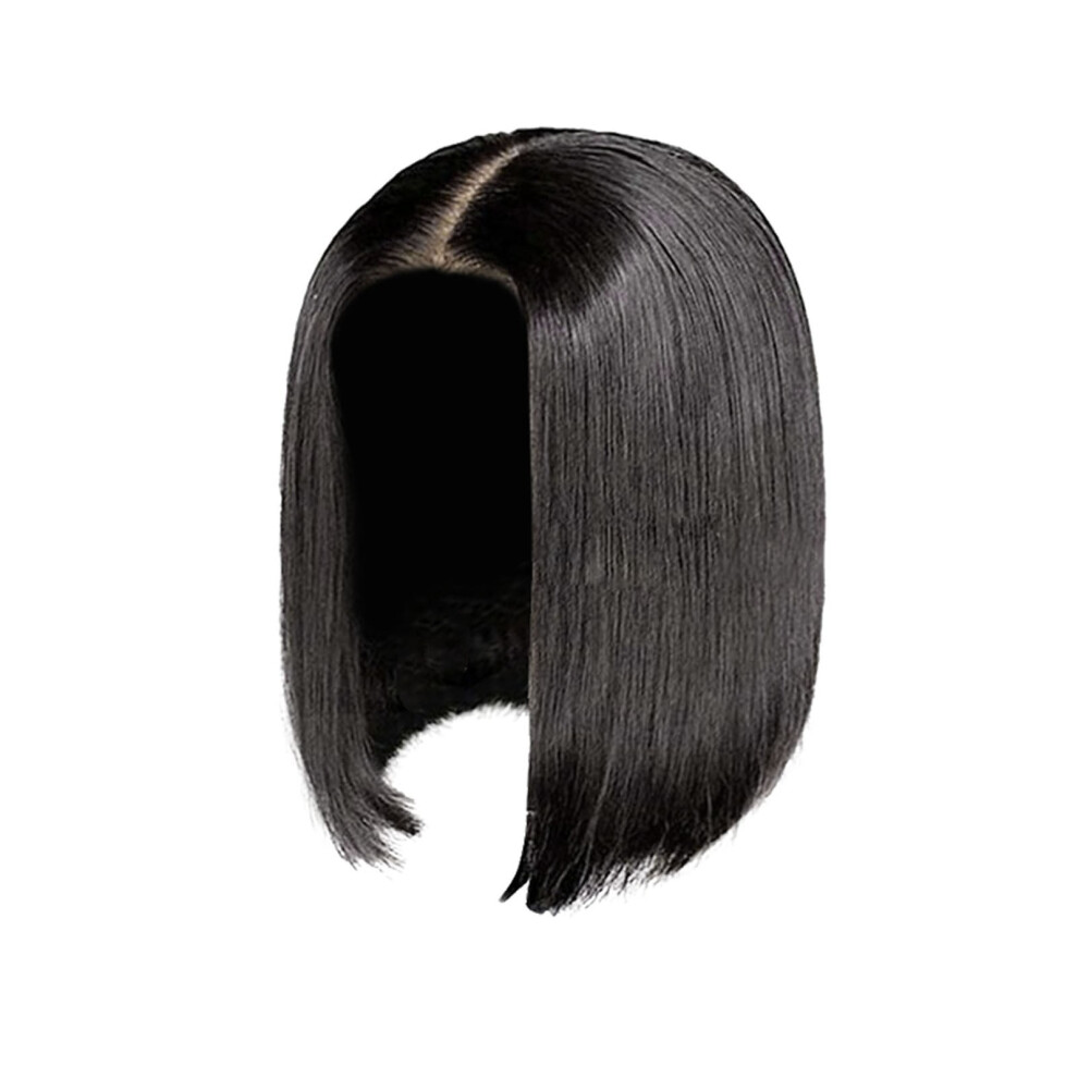 Medium Length Bob Wig for Women, Shoulder-length, Free Size, Natural Look Straight Wig for Daily Wear-Black-13.8''Length