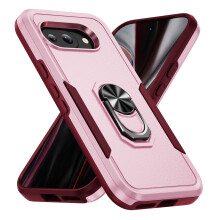 Rugged Shockproof Case for Google Pixel 9A with Ring Holder, Military-Grade Drop Protection, Kickstand, Pink+Rose