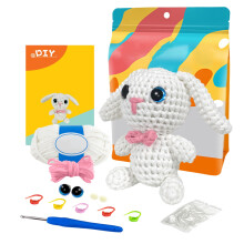 Crochet Bunny Kit for Beginners - Complete DIY Kit with Yarn, Hook & Instructions, Make Your Own Amigurumi Rabbit A 1PC