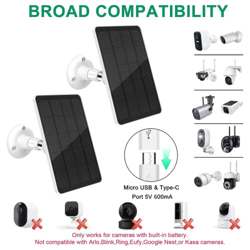 Αδιάβροχο ηλιακό πάνελ 4W IP65 για κάμερες Eufycam, Essential, XL – 5V, καλώδιο 9,8 ποδιών, 1