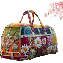 Prošívaná cestovní taška Hippie Van – Velká bohémská cestovní taška do posilovny na jógu, tanec, festivaly a výlety s přenocováním,