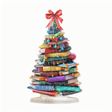 Sapin de Noël en forme de pile de livres, décoration de bureau colorée en acrylique, cadeau idéal pour les amoureux des livres, les enseignants