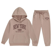 Girls Long Sleeve Hoodie and Pants Set Soft Warm Pullover Sweat Suit for Toddler Kids Playful Outfits Cozy Two Piece Comfy Khaki 7-8 Years