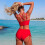 Women's V-neck bikini set with cross-back and side-tie 1