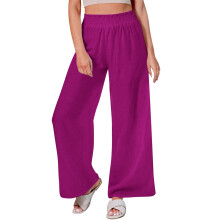 Women's Linen Pants Casual Baggy Elastic Waist XL Hot Pink