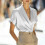 Women's Solid Blazer with Notched Lapel Short Sleeve 8