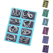 8Pcs Metal Montessori Wire Puzzles, 3D Brain Teasers for Adults – Compatible with Physics & Mind Games
